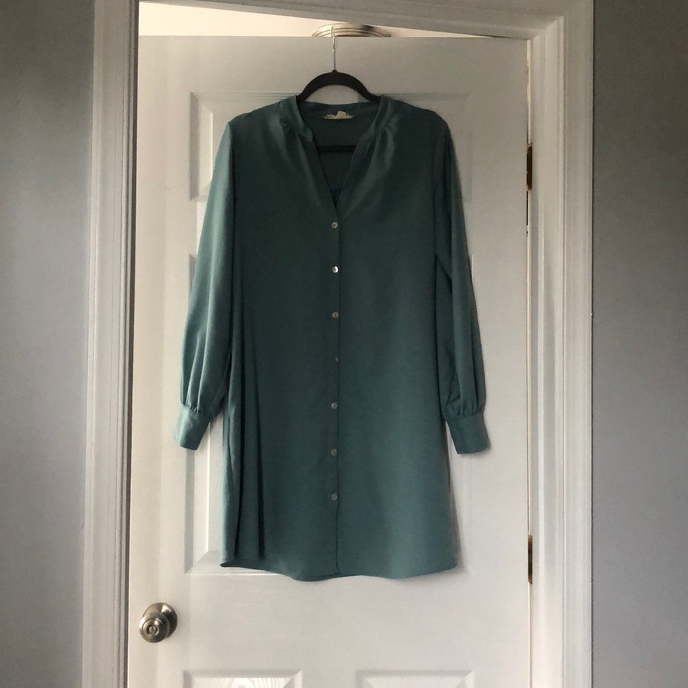 Long sleeve teal green dress size M